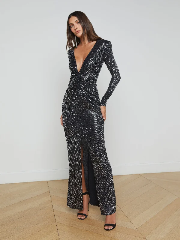 High Street Women's Fashion for Trendy Shoppers Rosetta Sequin Twist-Front Dress