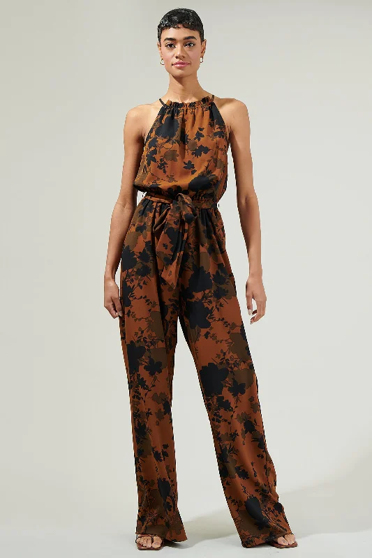 Women's Seasonal Clothes Sandy Floral Lighthearted Trapeze Jumpsuit