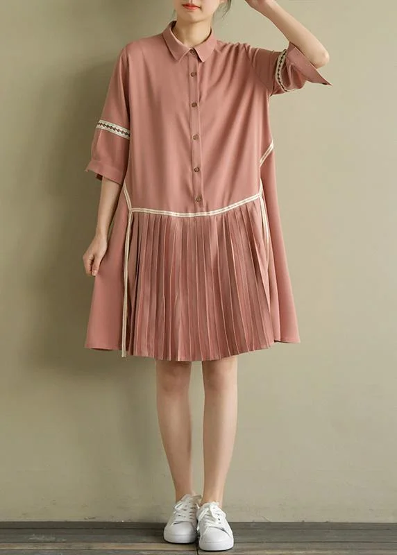 Women's Chic Outerwear Attire Beautiful lapel Cinched chiffon Indian Wardrobes pink tops Summer