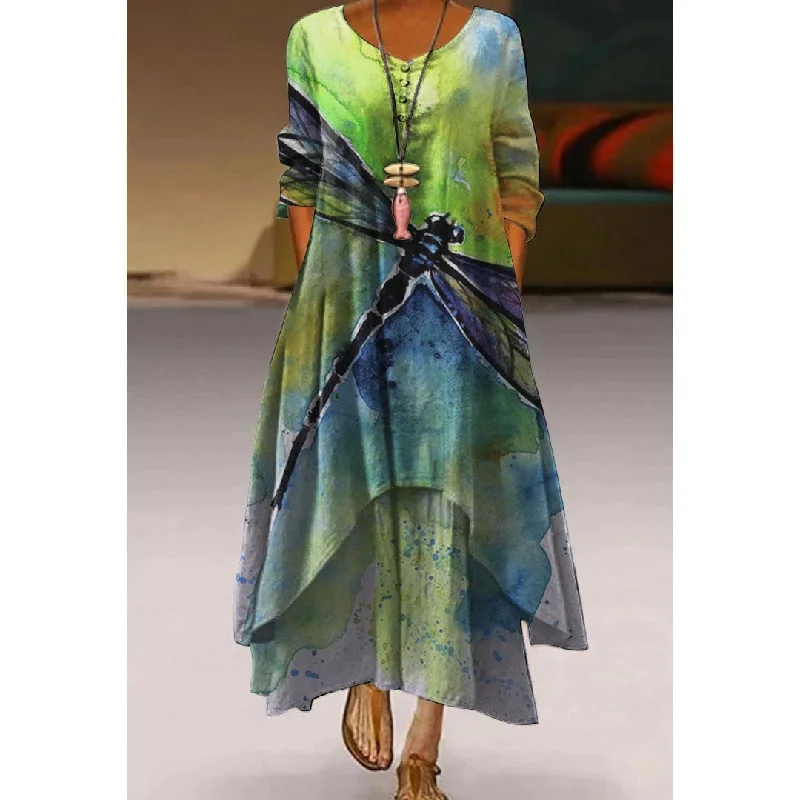 Stylish Outerwear Clothing For Women Bohemian Floral Dress For Women, Boho Dress