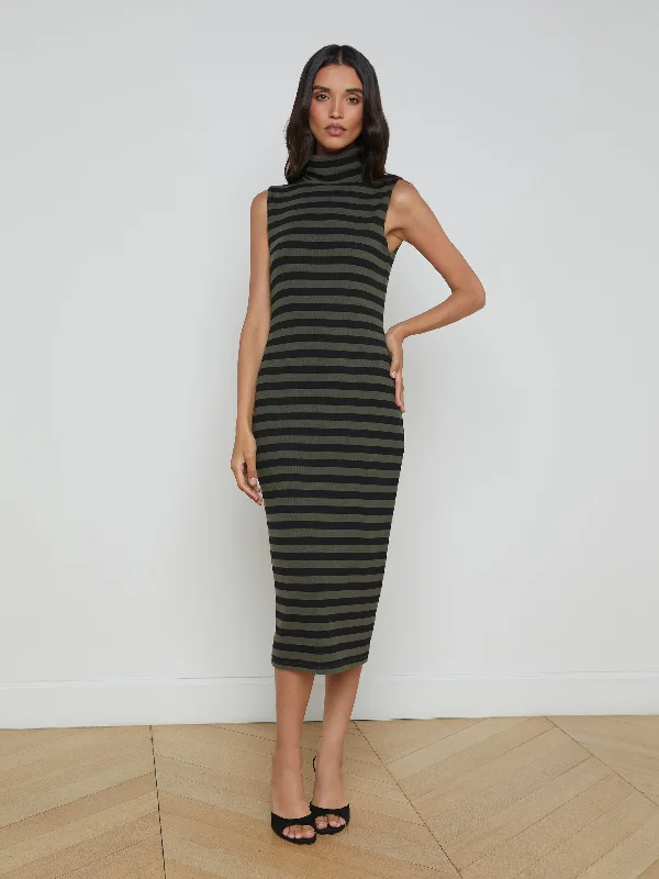 Exclusive Women's Fashion Collection Brita Striped Turtleneck Dress