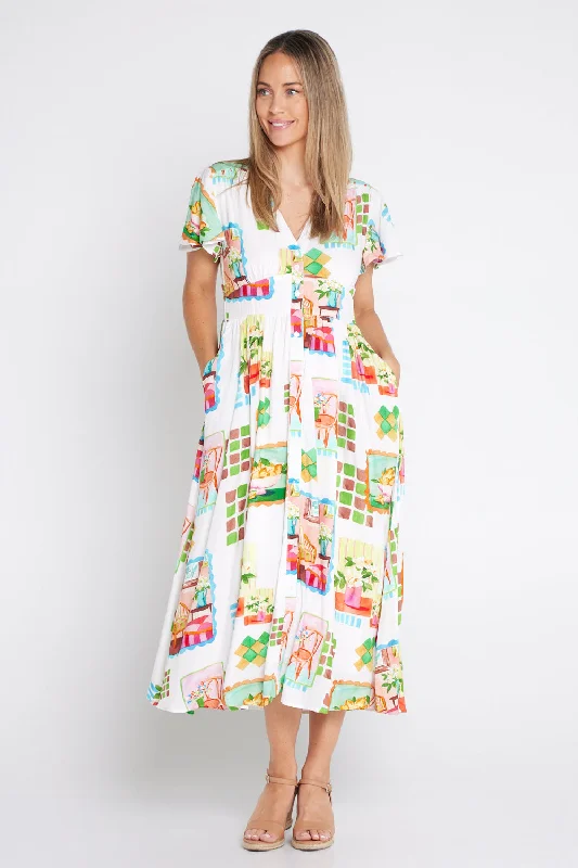 Women's Contemporary Clothing Freja Midi Dress - Palm Springs Print