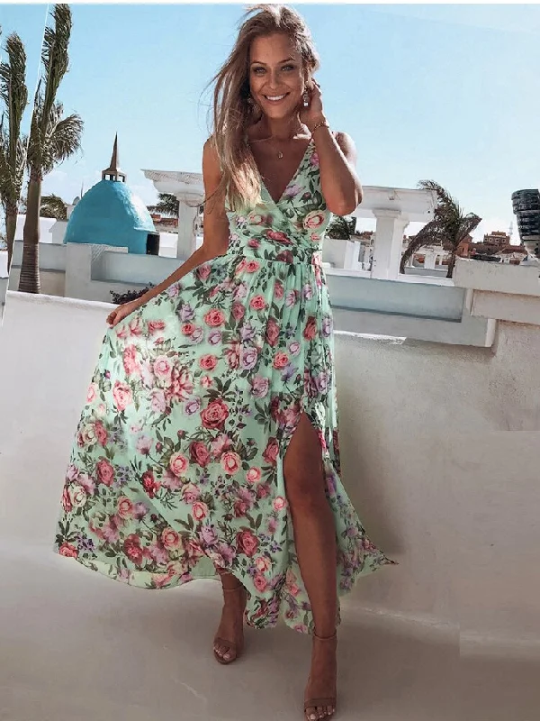 Online Impressions Boutique FashionSierra - Chiffon Fashion V-neck Sleeveless Print Maxi Dress Online Impressions Boutique FashionSierra - Chiffon Fashion V-neck Sleeveless Print Maxi Dress