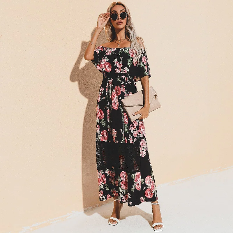 Women's Professional Outfit Bohemian Summer Maxi Dress, Boho Floral Dress