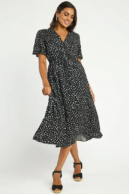 Timeless Women's Apparel Michelle Black Irregular Spot Dress