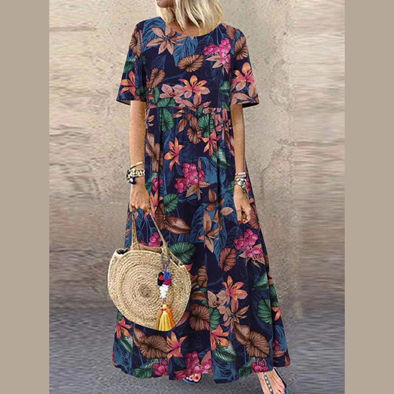 Women's Everyday Garments Boho Summer Floral Dress, Bohemian Maxi Dress For Women