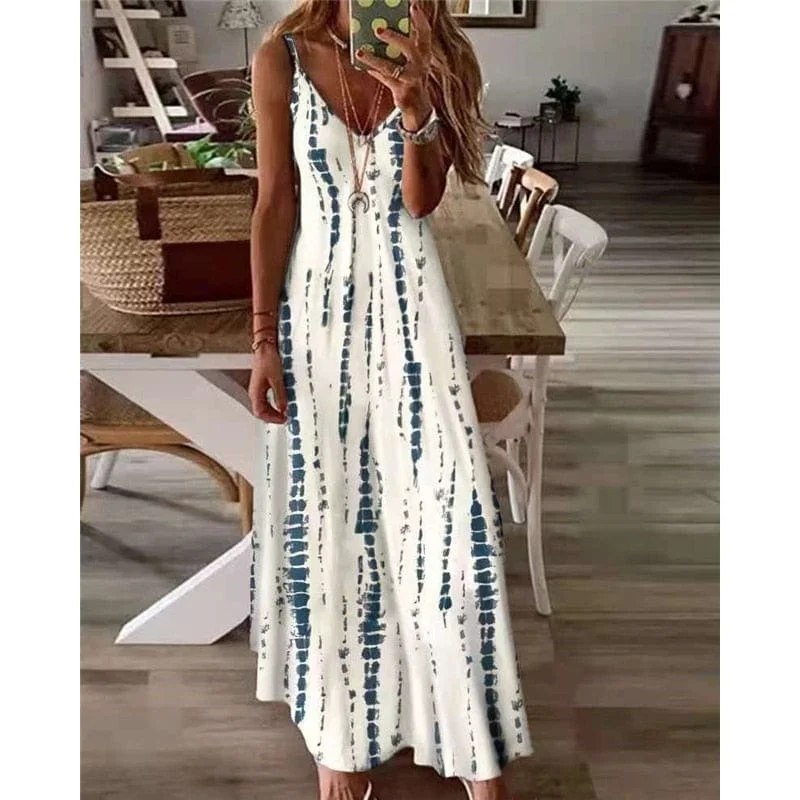 Women's Trendy Casual Clothes Boho Chic Tie-Dye Beach Dress