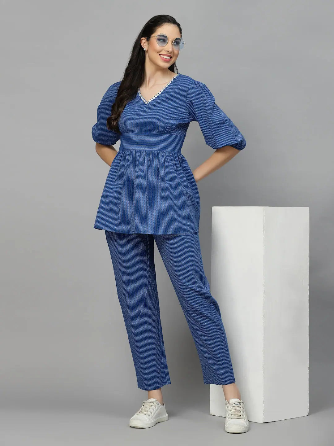 Stylish And Comfortable Clothing For Women Women Solid Standard Blue Jumpsuits & Sets