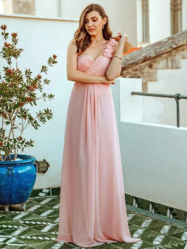 Women's Occasion Wear Clothing Chiffon One Shoulder Maxi Long Bridesmaid Dresses for Women