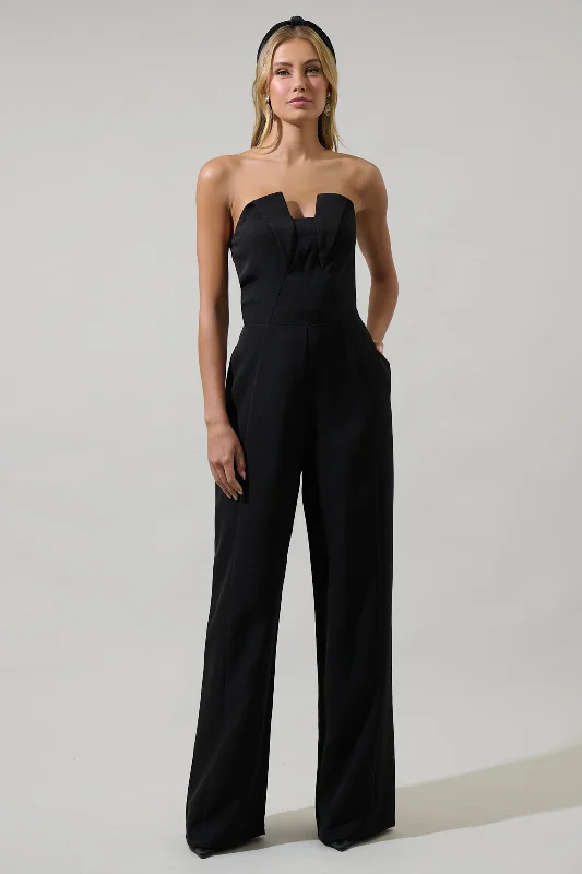 Stylish And Comfortable Clothing For Women Eleanor Strapless Wide Leg Jumpsuit