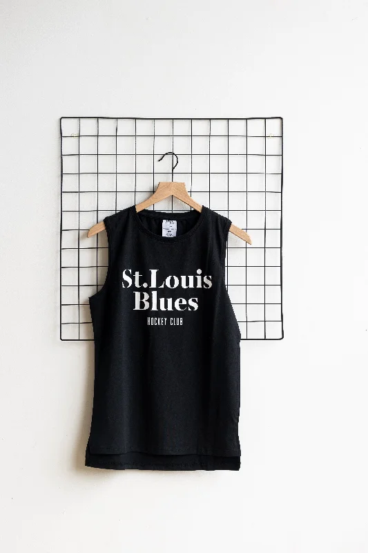Get The Latest Trends ST. LOUIS BLUES LINE CHANGE MUSCLE TANK- BLACK