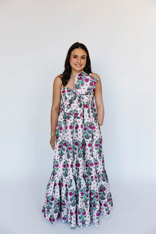 Women's Vintage-Inspired Outfit The Lulu Maxi Dress - Pink/Green Boho