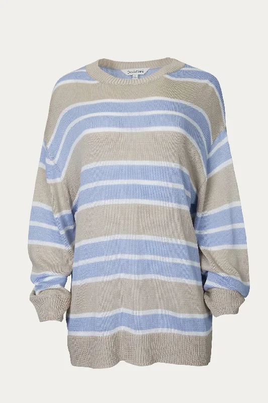 Women's Clothing For Special Occasions Striped Oversized Sweater In Taupe