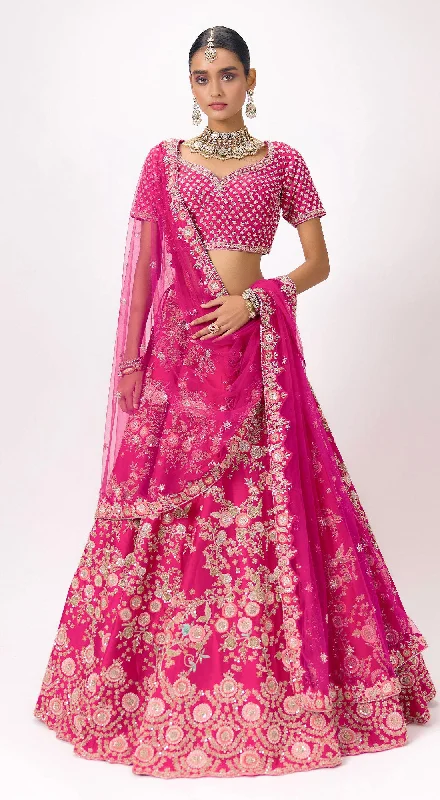 Fashionable Women's Casual Apparel Rani Silk Embroidered Lehenga Set