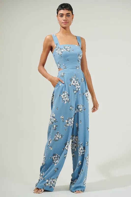 Women's Apparel Moxie Floral Cut Out Jumpsuit