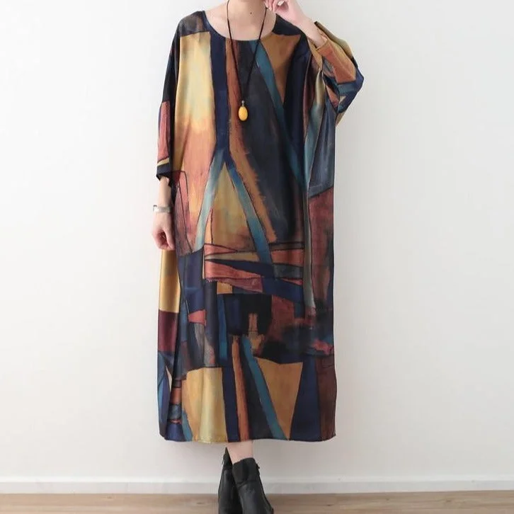 Fashion-Forward Women's Clothing Abstract Prints Loose Retro Dress