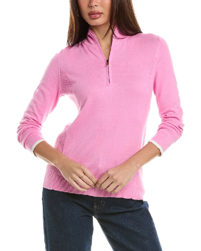 Stylish Women's Clothing Hannah Rose Tee Time Cashmere-Blend 1/4-Zip Pullover