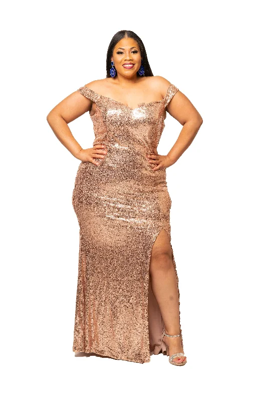 Comfortable Lounge Clothing Gold Joseline Sequin Gown