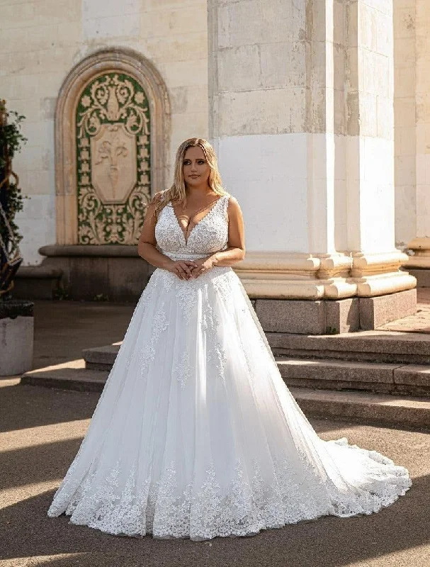 Women's Relaxed Clothes White Plus Size Wedding Dresses For Bride Boho A-Line Bridal Gowns Lace Sleeveless vestidos de novia Custom Made