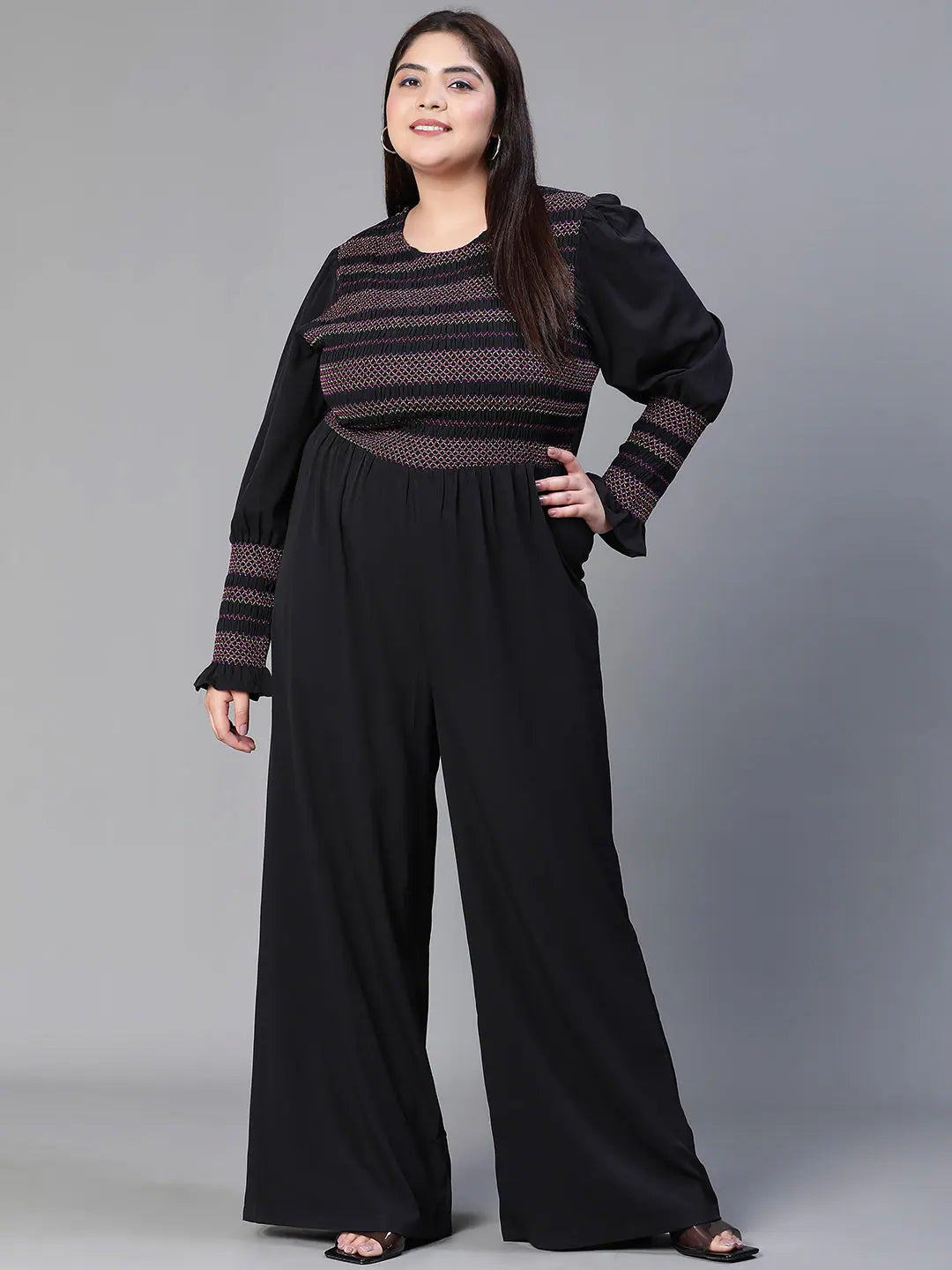 Comfortable Lounge Clothing Women Solid Black Jumpsuits & Sets