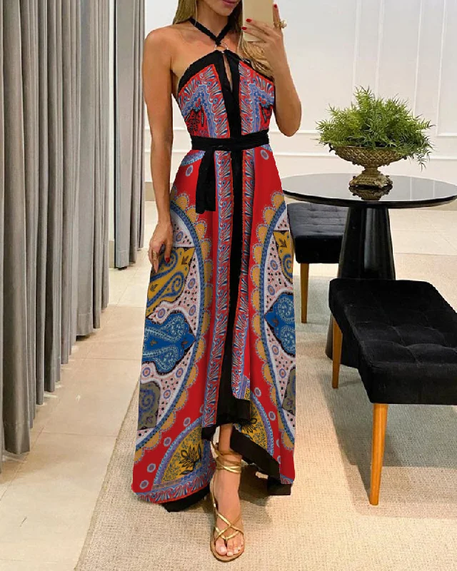 Women's Clothing With Trendy Designs Bohemian Maxi Summer Dress, Halter Boho Dress