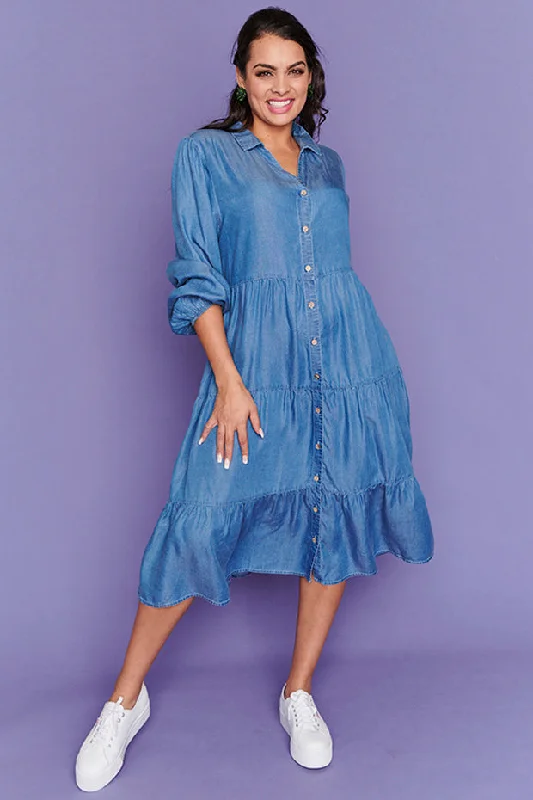 Women's High-Fashion Outfit Clermont Blue Denim Dress