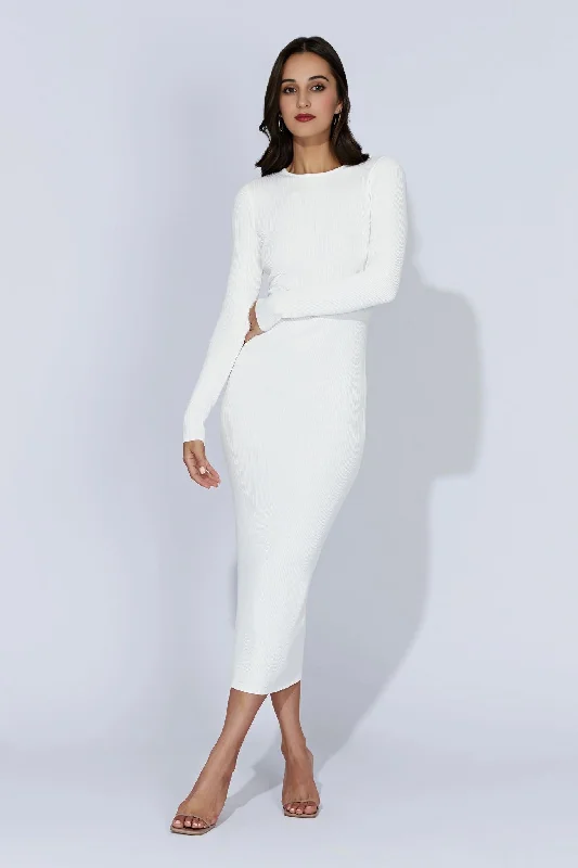 Women's Fashion-Forward Apparel Rowen Long Sleeve Midi Dress - White