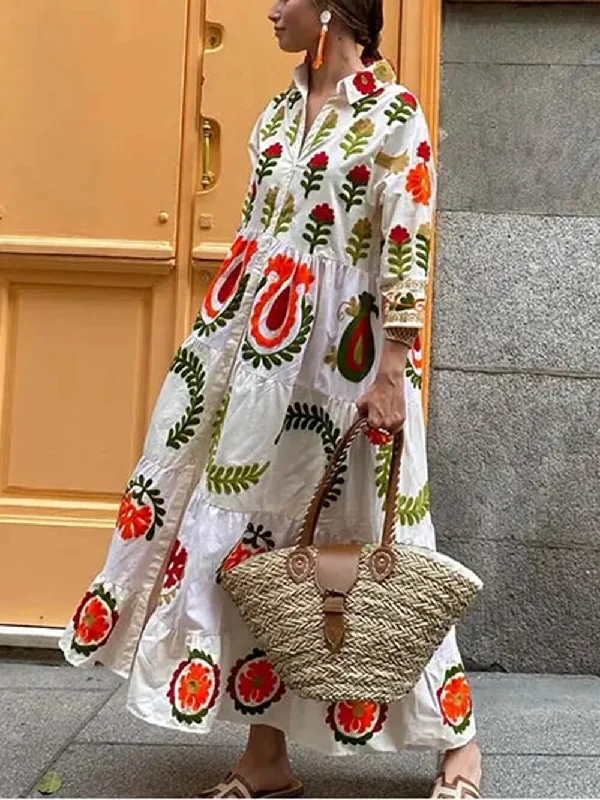 Chic Women's Garments Bohemian Loose Stylish Print Dress