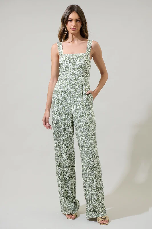 Women's Clothing For Everyday Wear Estrada Floral Arlene Smocked Jumpsuit