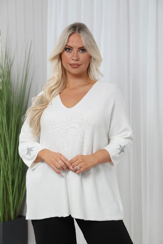 Limited Styles Anabelle Star Jumper Cream