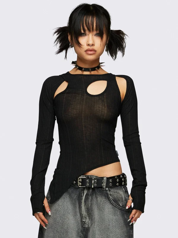 Unleash Your Style Kallie Black Cut-Out Top