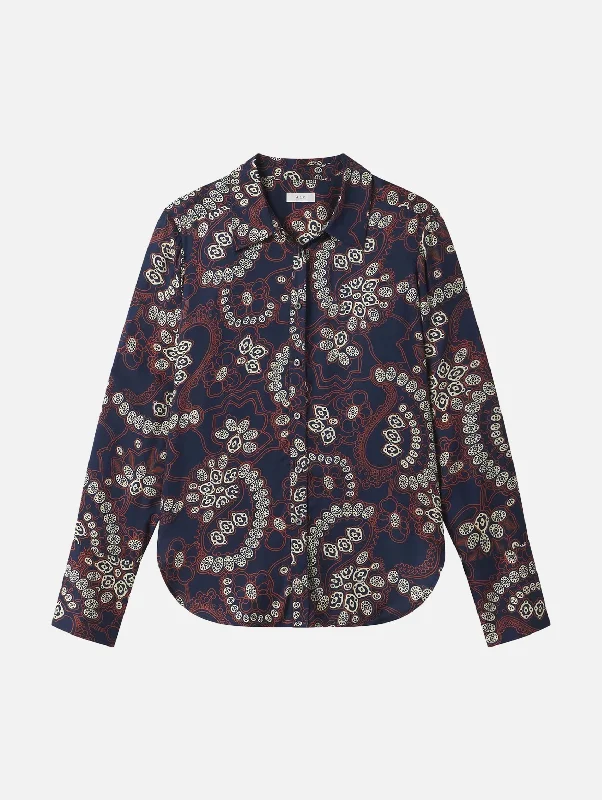 Chic And Trendy Aiden Paisley Top in Navy