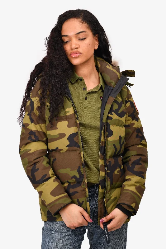 Trendy Clothing, Unbeatable Disco Canada Goose Green Camouflage Chelsea Down Parka Jacket Size M