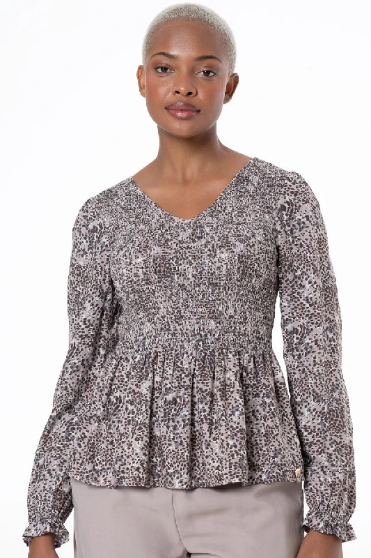 Low Price Special Shirred Bodice Top _ 147248 _ Stone