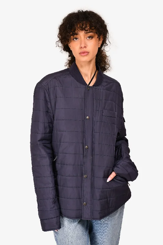 Women's Vacation Clothes Brunello Cucinelli Blue Quilted Bomber Jacket Size XL Mens