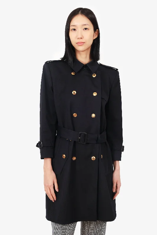 Women's Wedding Apparel Givenchy Navy Blue Twill Trench Coat Size 42