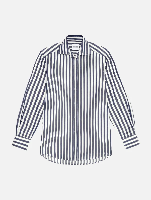 Urban Fashion The Boyfriend Shirt in Navy Blue Stripe