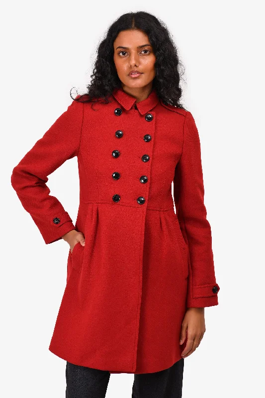 Vintage Clothing For Women Burberry Red Double Breasted Coat Size 14Y