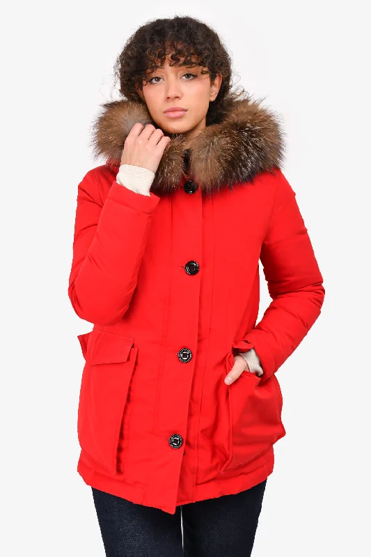 Shop Trendy And Timeless Outfits At Special Prices Moncler Red Courvite Guibbotto Fur Hooded Parka Coat Size 00