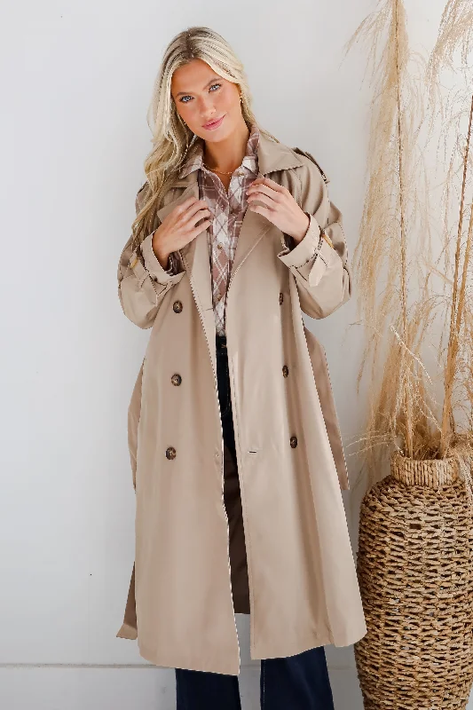 Women's Tops And Clothing FINAL SALE - See The City Tan Trench Coat