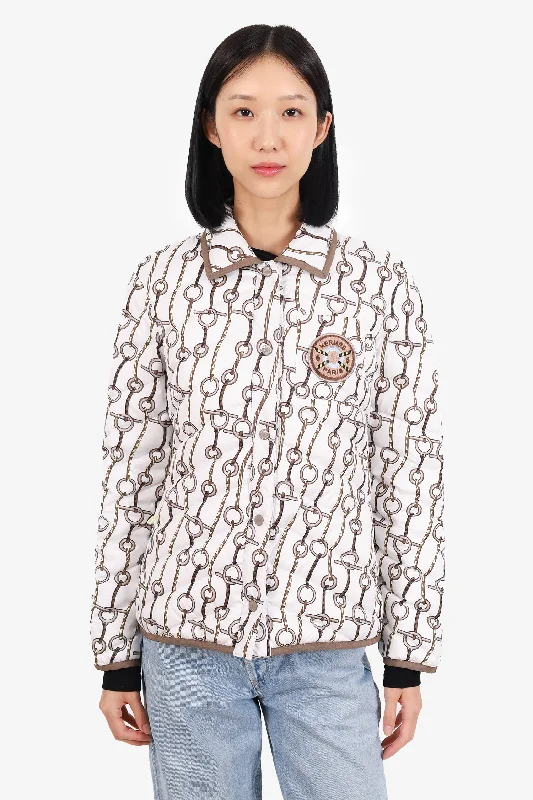 Flash Sale – Stunning Outfits At Exclusive Prices Hermès 2023 Runway White Horsebit Print Puffer Jacket Size 40