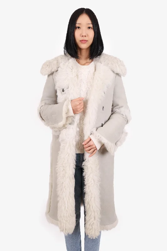 Best Deals On High-Quality Fashion – Shop Now Gucci Cream Shearling Flared Sleeves Long Coat Size XS