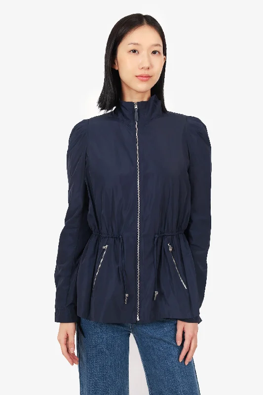 Tailored Clothing For Women Mackage Navy Nylon Drawstring Zip-up Jacket Size M