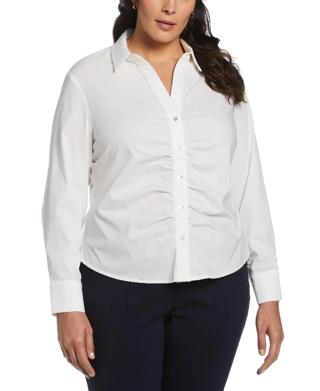 Inspired By You, Designed For You Plus Size Ruched Front Poplin Shirt