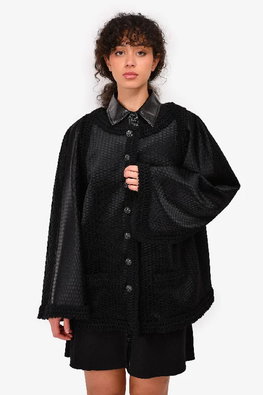 Women's Office Clothing Pre-Loved Chanel™ 2016 Black Satin/Knit Embellished Evening Jacket Size 50