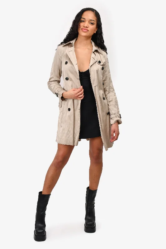 Affordable Elegance – Shop Premium Fashion Now Burberry London Beige Satin Double Breasted Short Trench Coat Size 2 US With Belt