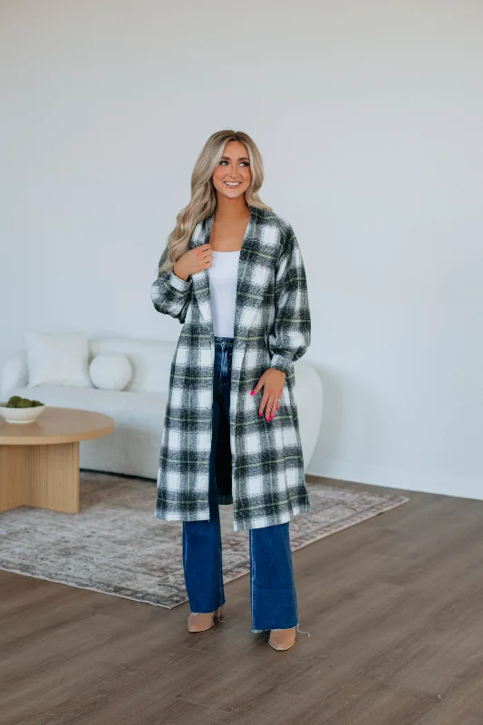 Vintage-Inspired Women's Apparel Salama Plaid Coat