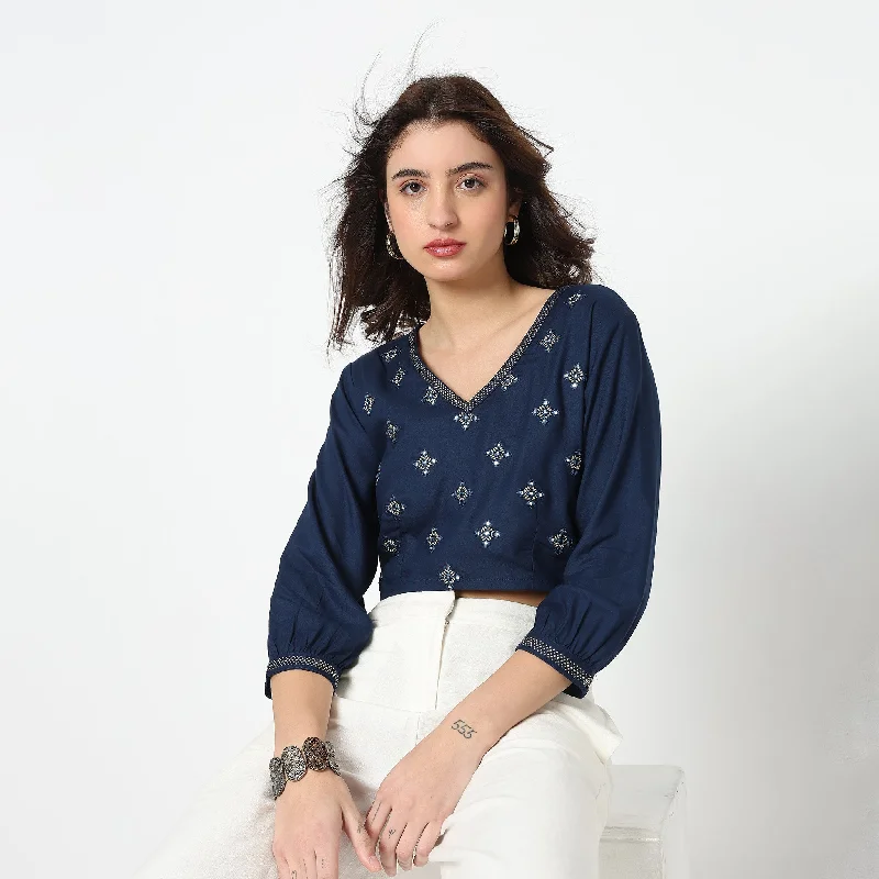 Flash Sale Fever Boxy Fit Embroidered Top