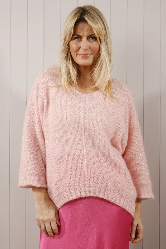 Timeless Elegance Sale Bryony Brushed Knit Jumper Baby Pink