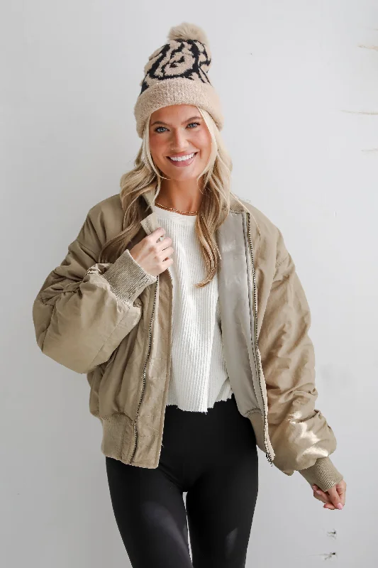 Modern Women's Apparel FINAL SALE - Coziest Forecast Light Olive Bomber Jacket